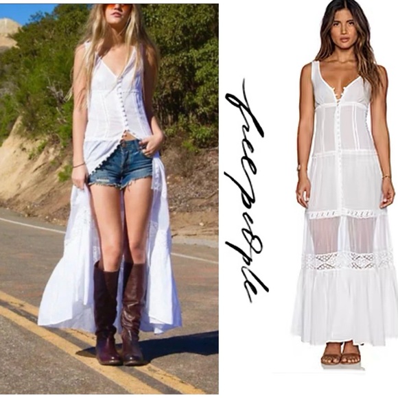 🦋🌈VERY RARE!! Free People Victoria Button Front Maxi Dress in White (XS)🌈🦋 - Picture 16 of 16